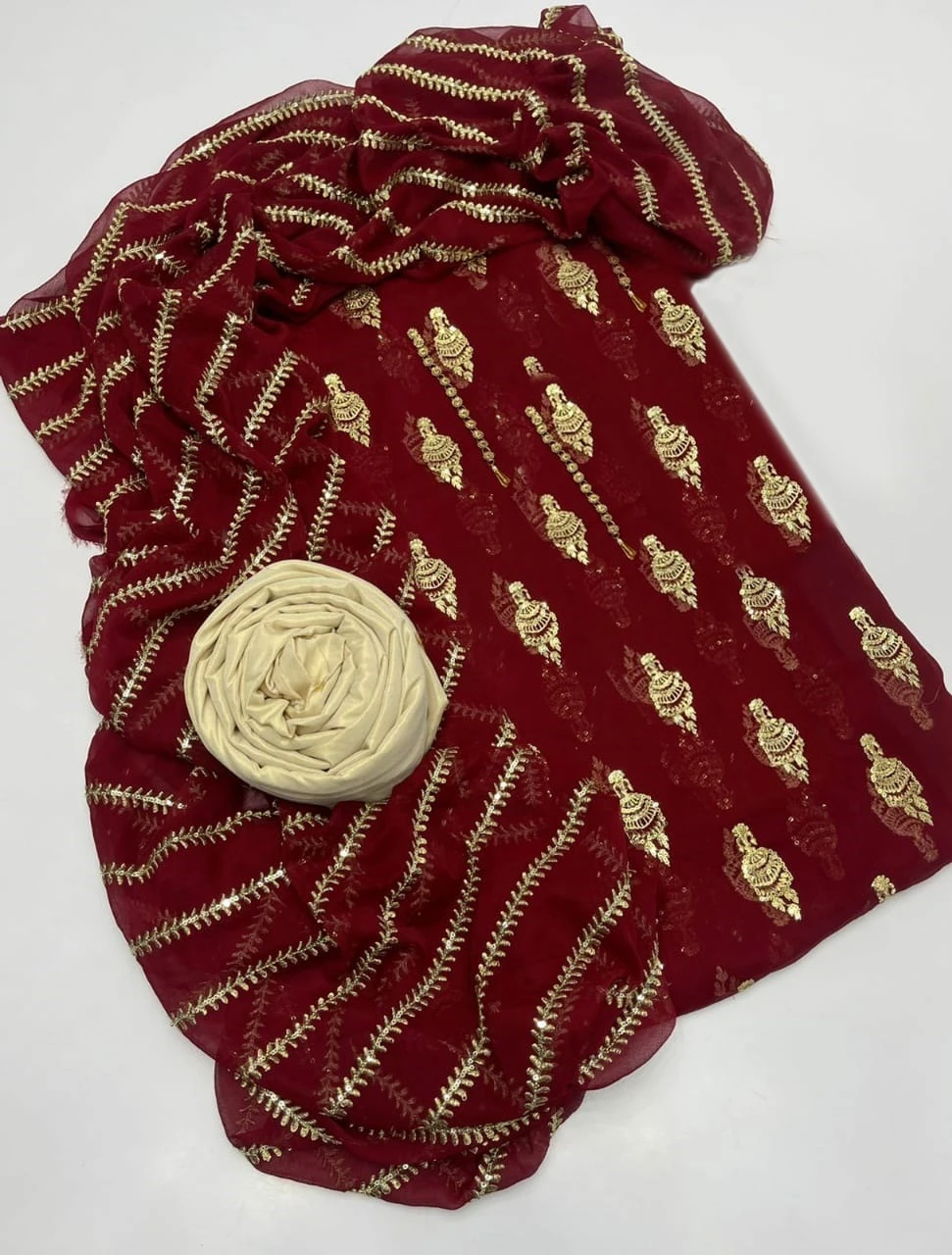 Unstitched Georgette Three Piece in 4 Colors