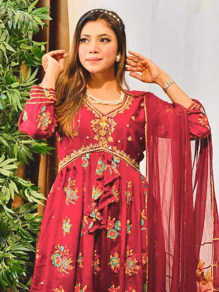 Indian Muslin Silk Fabric Two-Piece Nazmas: Buy Low Price Online