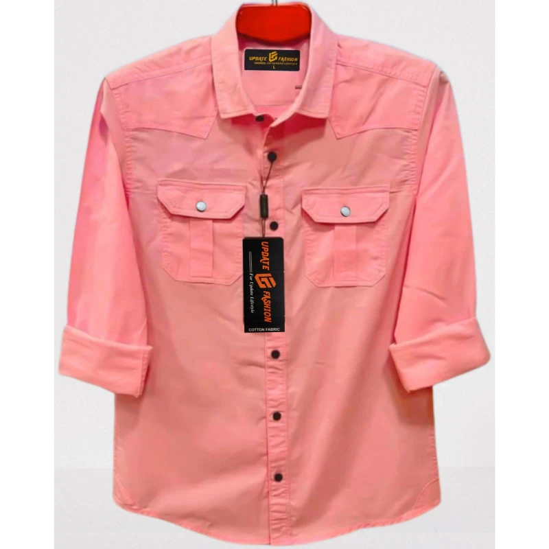Nazmas Double Pocket Shirt for Men (Pink) - Best Price Available