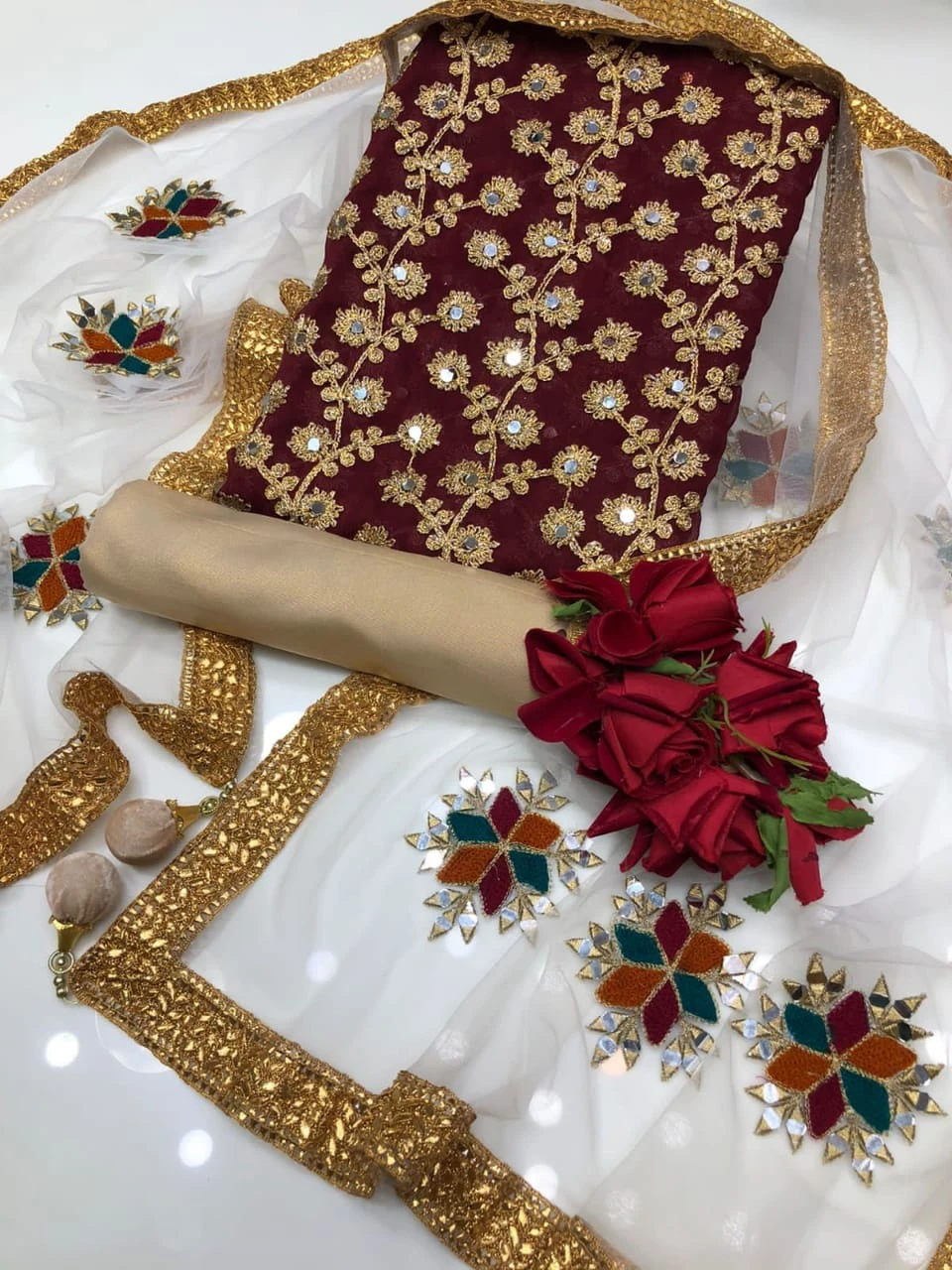 Georgette Embroidery Three Piece in 2 Colors