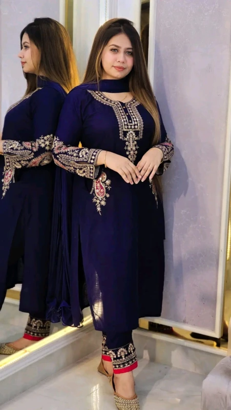 Sequin Embroidery Three Piece Glam Style