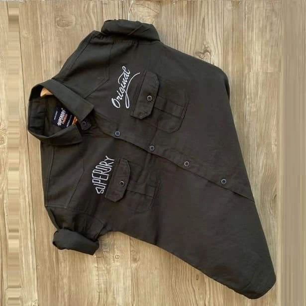 Nazmas Men's Solid Color Cotton Shirt (Black) - Best Price in Bangladesh