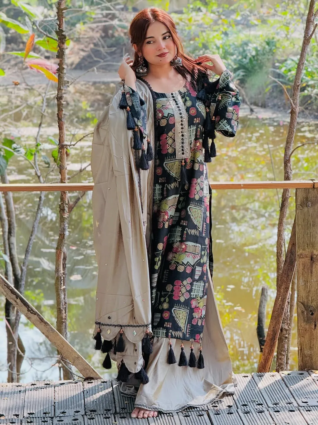 Digital Print Three Piece Suit Set