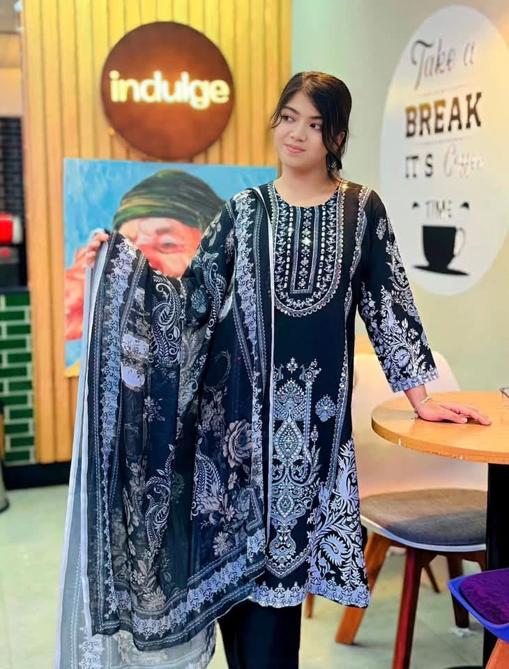 Digital Print Three Piece - Stylish Trendy Outfit