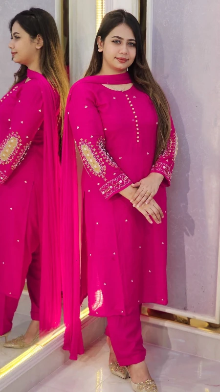 Embroidery Three Piece - Elegant Stylish Set