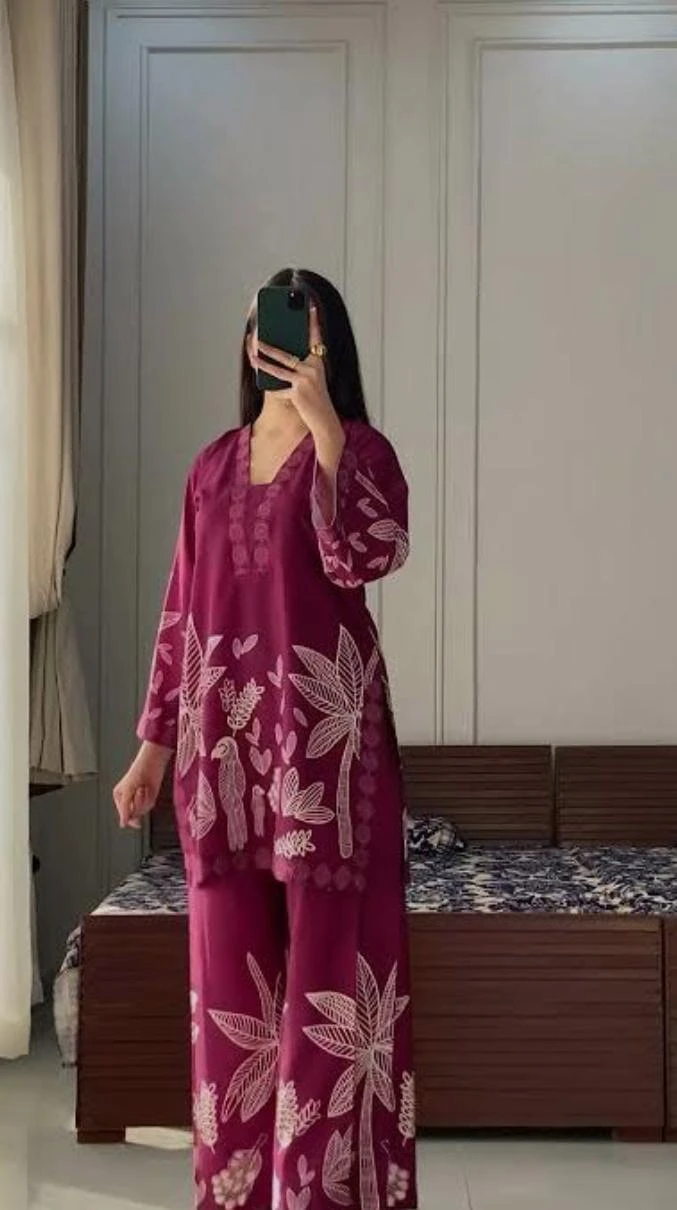 Digital Print Two Piece - Creative Casual Outfit