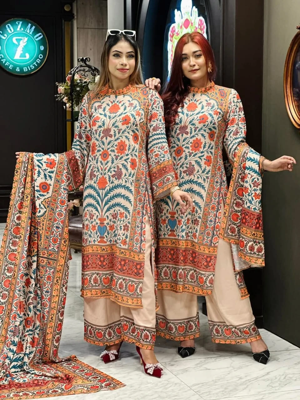 Beautiful Digital Print Three Piece Ensemble