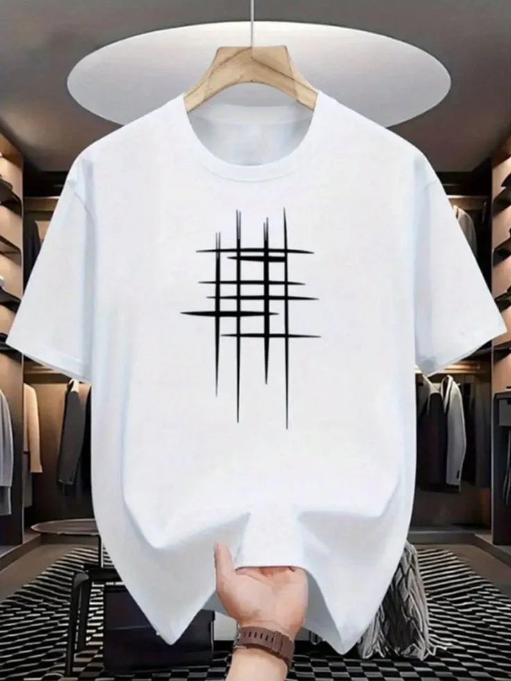 Aesthetic Stylish Drop Shoulder Heavyweight Exquisite Print T-Shirt