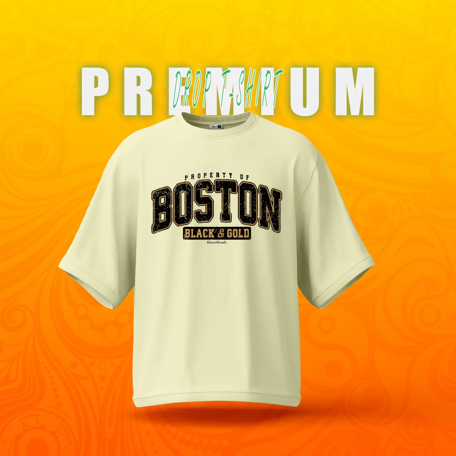 Aesthetic Tailored Premium Cotton Drop Shoulder with DTF Print T-Shirt