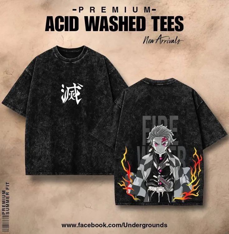 Authentic Premium Acid Wash Drop Shoulder Pre-Shrunk with DTF Print T-Shirt