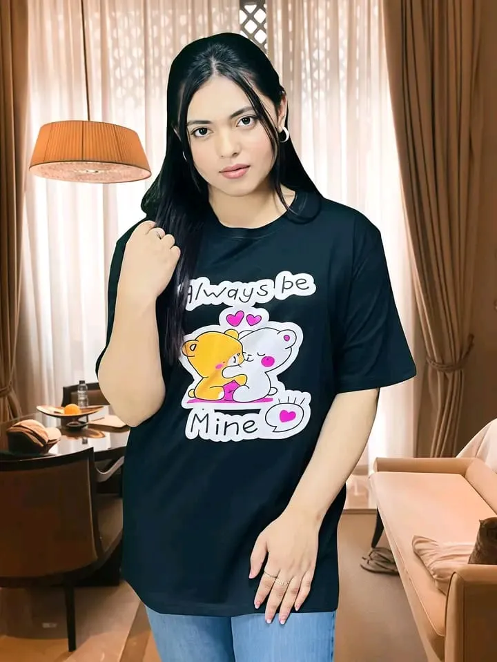 Pre-Shrunk Trendy Drop Shoulder Aesthetic Finish Ladies T-shirt