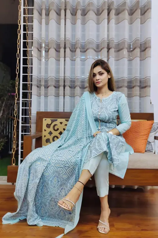 Block Print Three Piece - Perfect for Casual Occasions