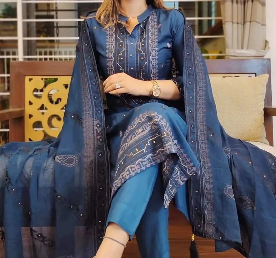Block Print Three Piece - Vibrant and Unique Style