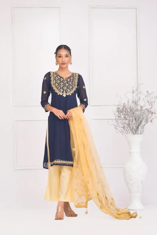 Buy Semi-Stitched Georgette Embroidery Set - BD Deals