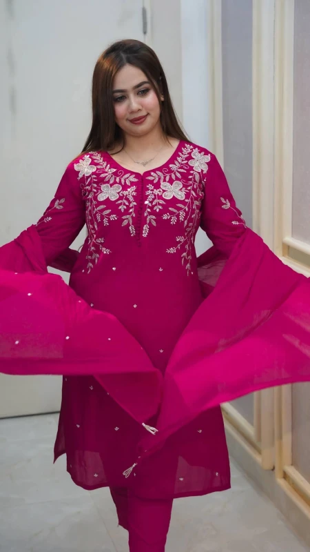 Rayon Cotton Dress Full Set Embroidery - Unique Style