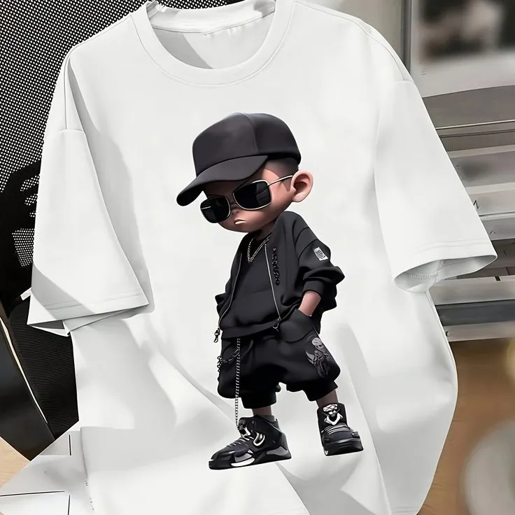 Chic Stylish Drop Shoulder All-Season with DTF Print T-Shirt