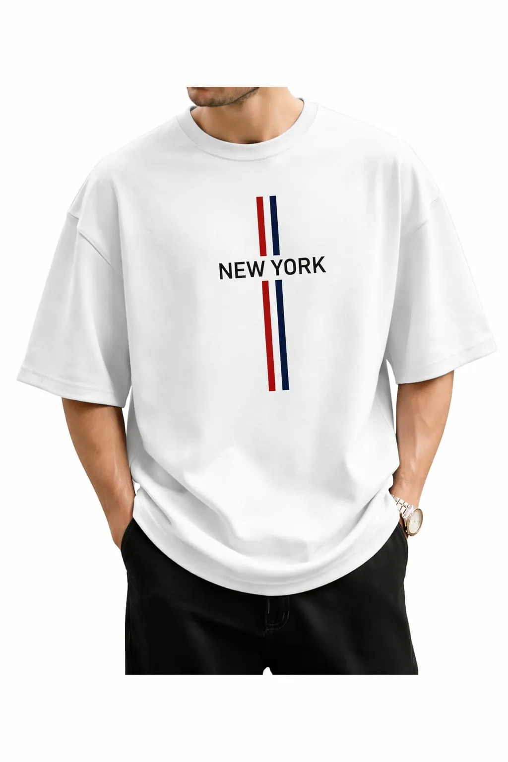 Chic Stylish Drop Shoulder Soft Cotton Unique Texture T-Shirt