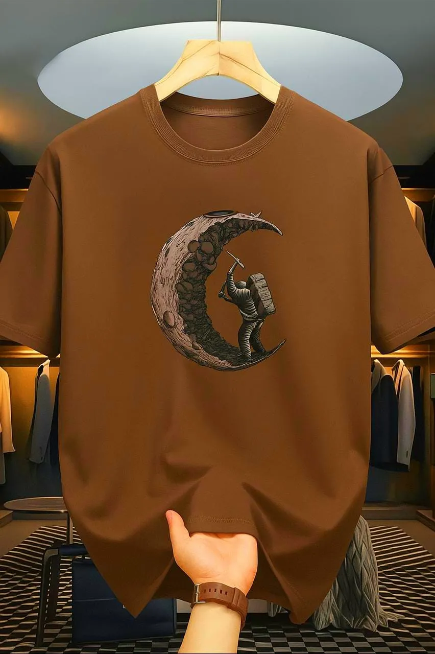 Classic Half-Sleeve Drop Shoulder  with DTF Print Solid Pattern T-Shirt