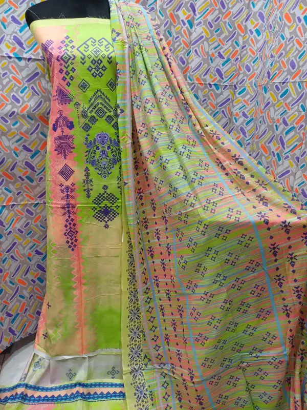 Digital Print Lone Three Piece - প্রিন্টে আধুনিকতা এবং স্বচ্ছতা