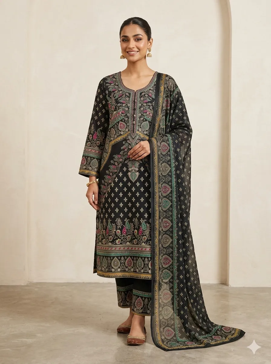 Digital Print Three Piece | Elegant