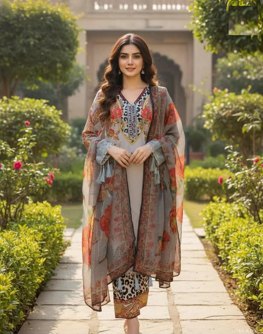 Digital Print Three Piece Suit Set