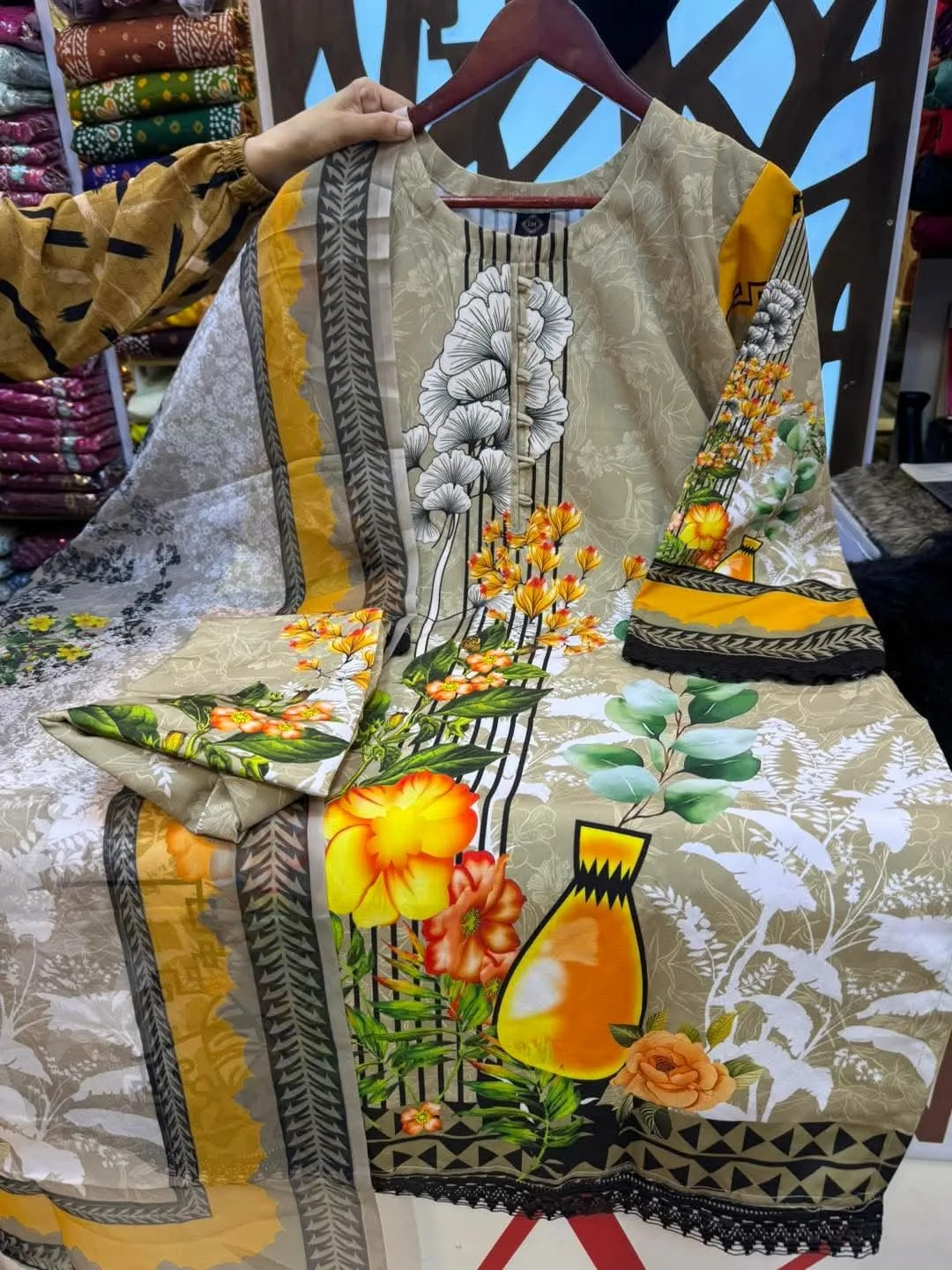 Digital Print Three Piece Suit Set