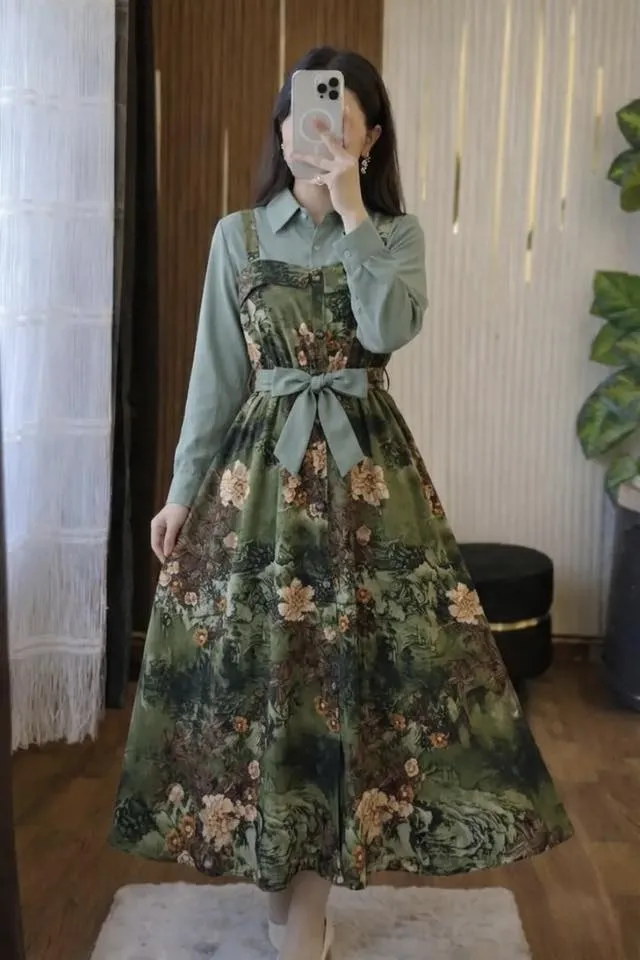 Digital Printed Royal Printed Romper with Mirror Work Gown