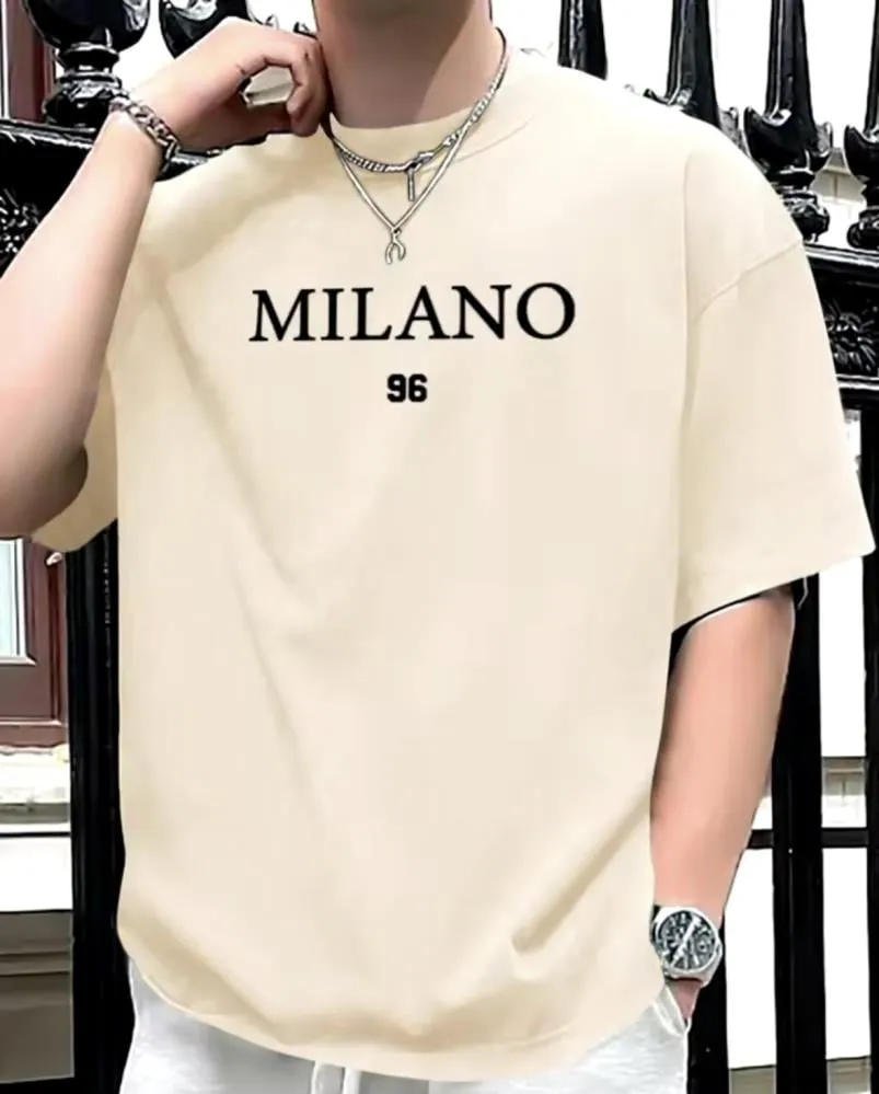 Drop Shoulder  with DTF Print All-Season Street-Style Top-Tier T-Shirt