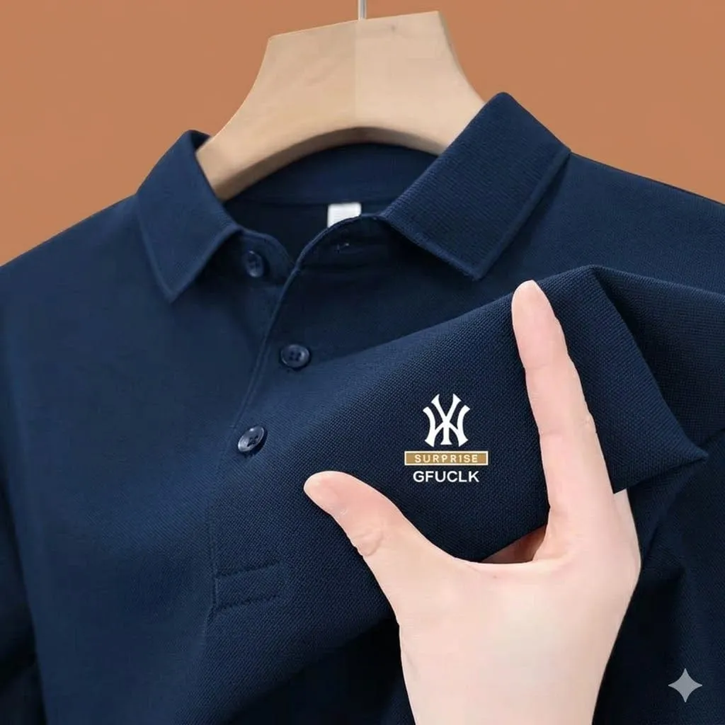 Durable Formal Solid Polo Shirt Neat Stitch Finish