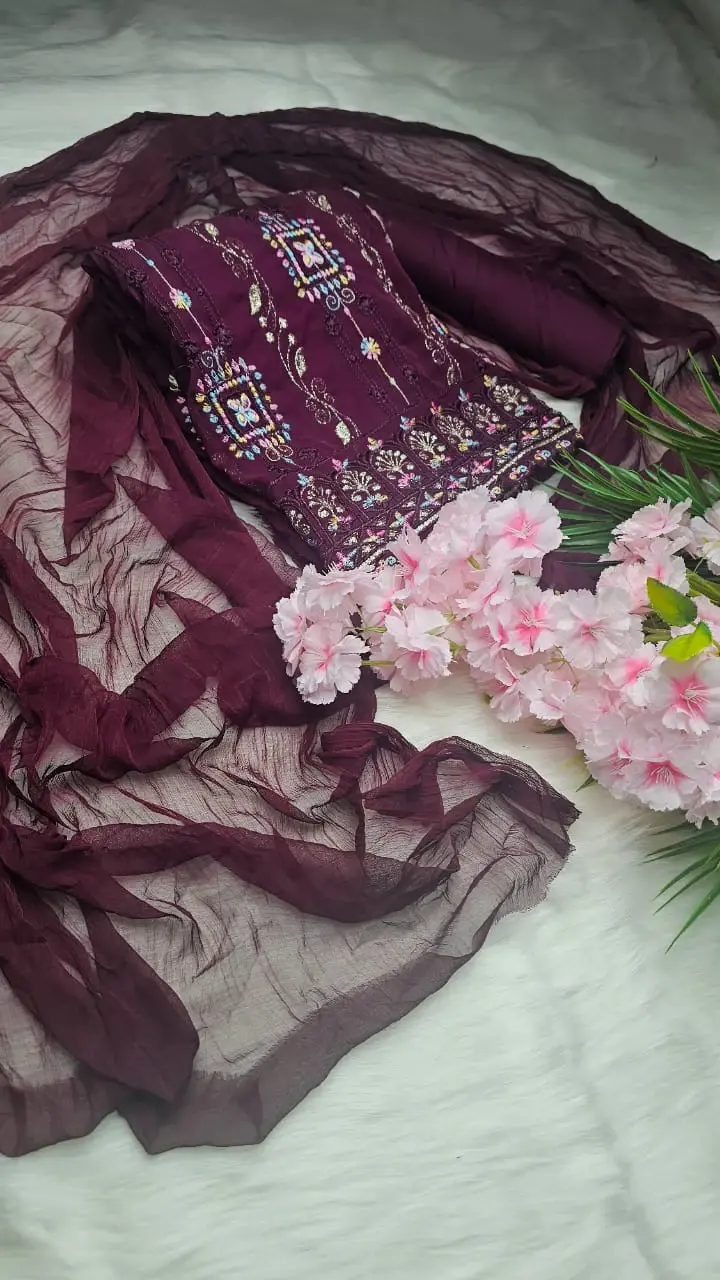 Elegant Indian Unstitched Georgette Three Piece