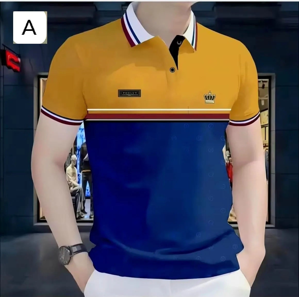 Elegant Old Man Style Buttonless Polo Shirt Timeless Design