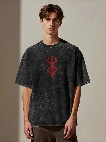 Elegant Premium Acid Wash Drop Shoulder Eco-Friendly Graphic Design T-Shirt