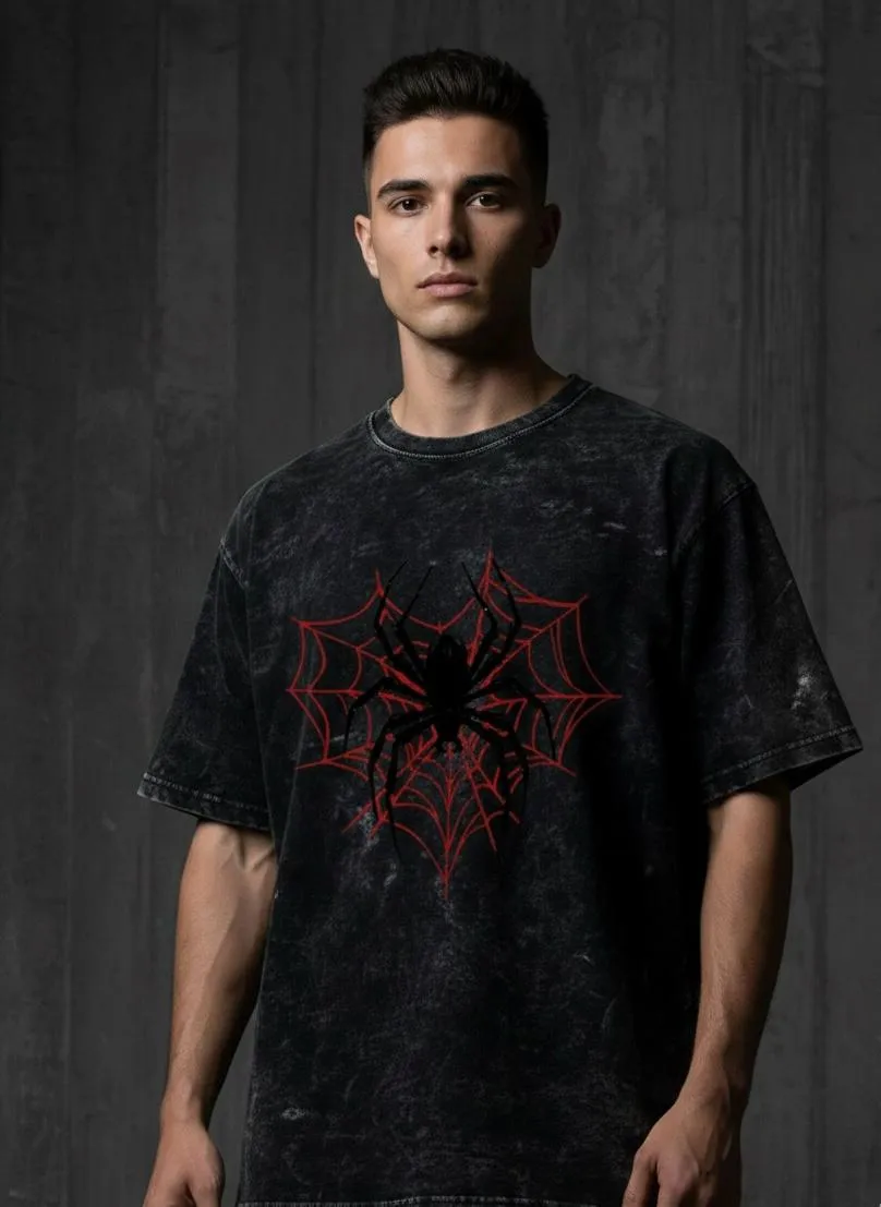 Elegant Premium Acid Wash Drop Shoulder Heavyweight Graphic Design T-Shirt