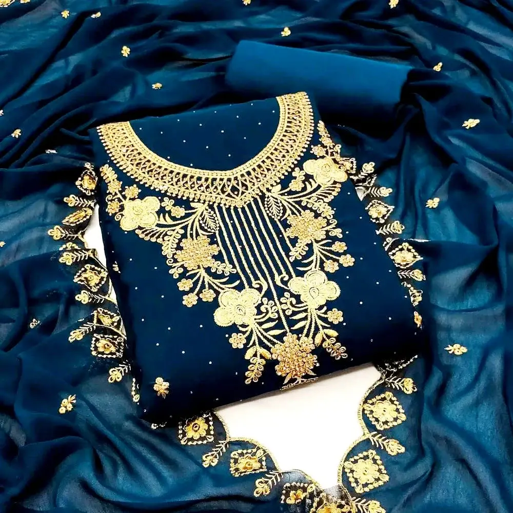 Elegant Georgette Embroidery Four Piece Set