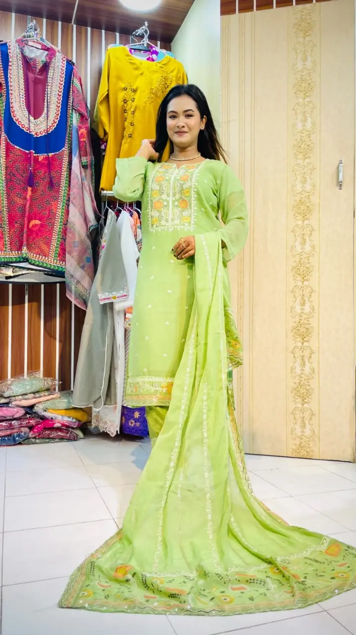 Georgette Embroidery Three Piece - Modern Appeal