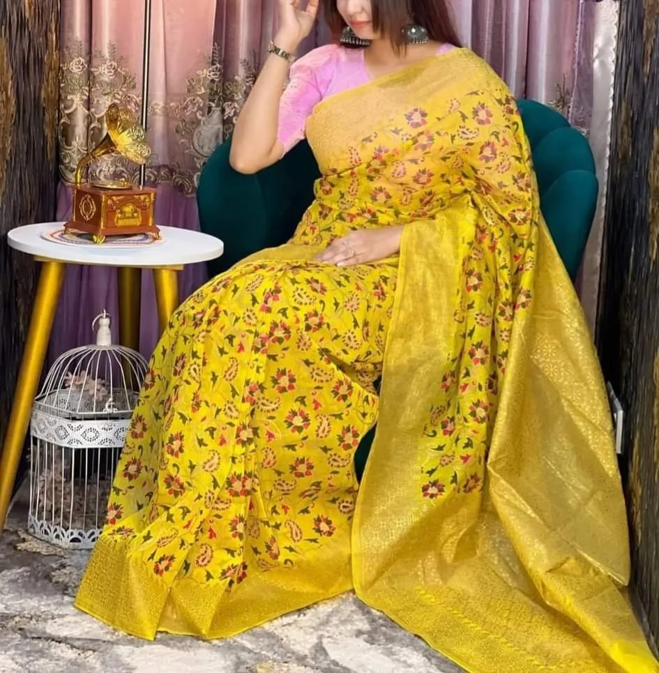 Half Silk Handprited Sarees
