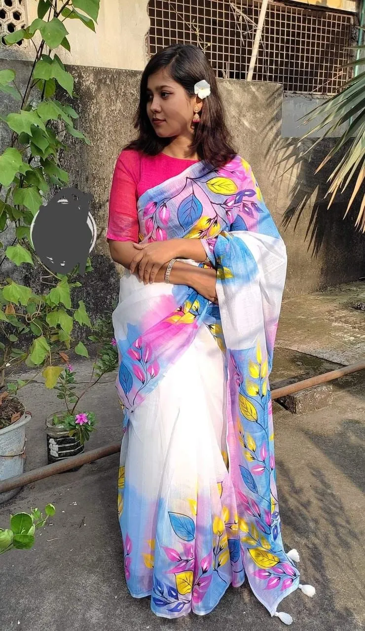 Hand Print Half Silk Sharee