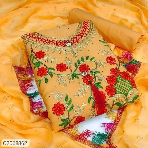 কাশ্মীরী আড়ি এম্ব্রডারী থ্রি-পিচ - Stylish Traditional Embroidery