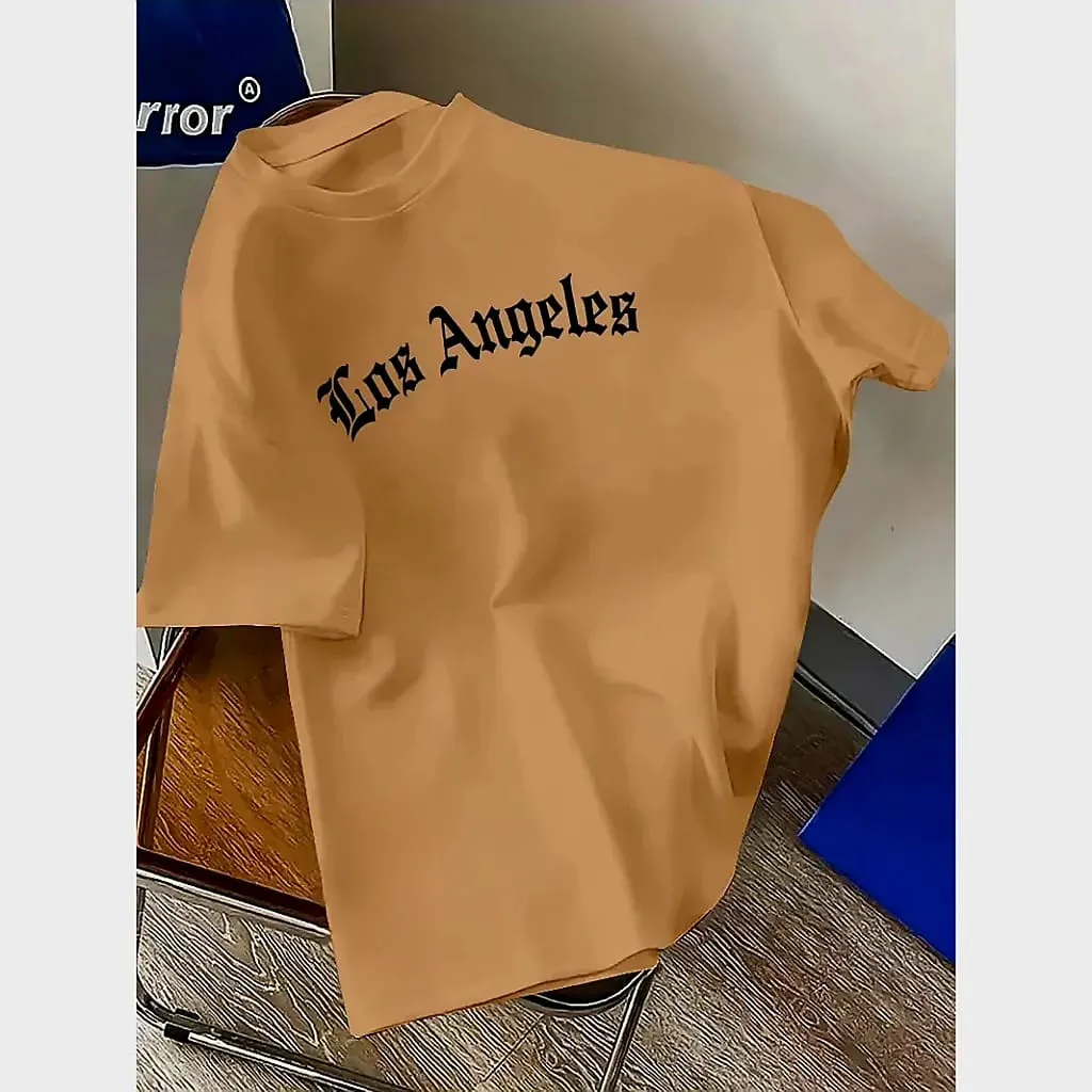 Luxury Basic Drop Shoulder  with DTF Print Solid Pattern T-Shirt