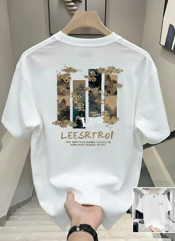 Modern Modern-Cut Premium Drop Shoulder Exquisite Print T-Shirt