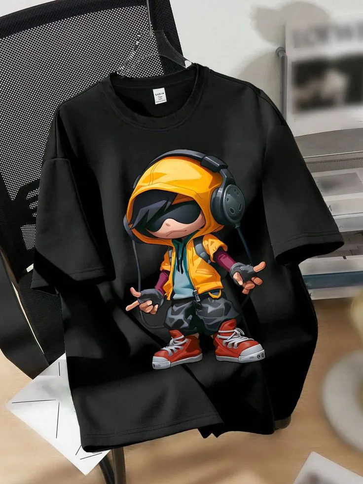 Modern Stylish Drop Shoulder Bio-Wash Solid Pattern T-Shirt