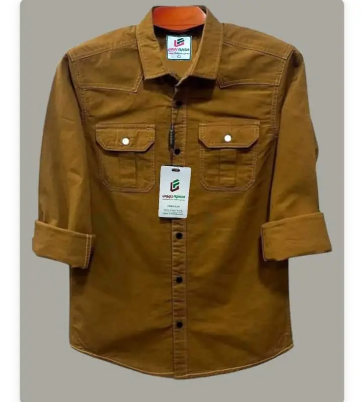Nazmas Double Pocket Shirt for Men (Golden) - Best Price Bangladesh