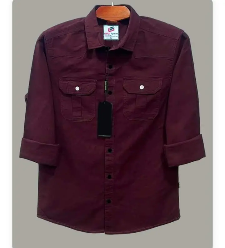 Nazmas Double Pocket Shirt for Men (Maroon) - Lowest Price Online