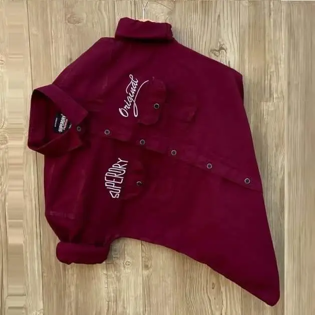 Nazmas Men's Solid Color Cotton Shirt (Maroon) - Shop Online Today