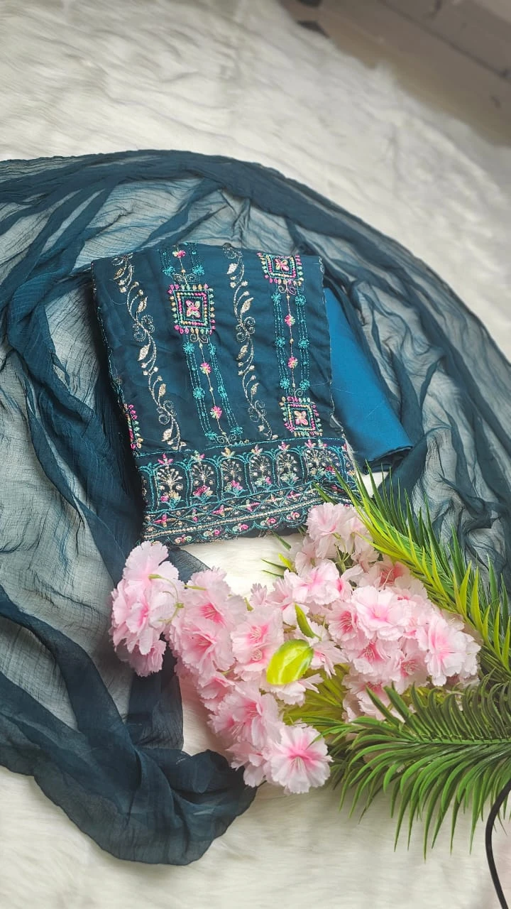 Unique Indian Unstitched Georgette Three Piece