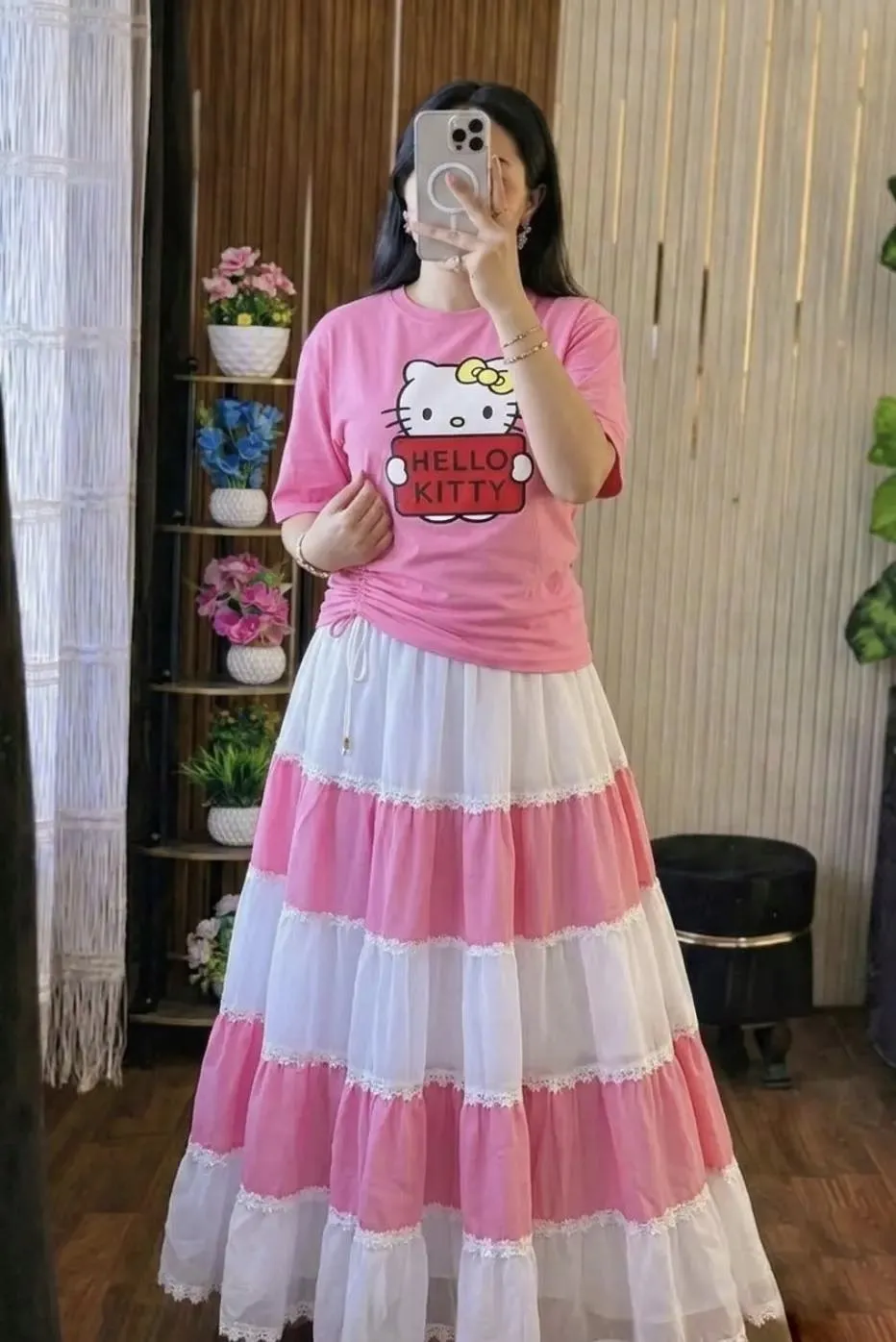Authentic Stylish Skirt and  Set Soft Cotton Standard-Fit Ladies T-shirt