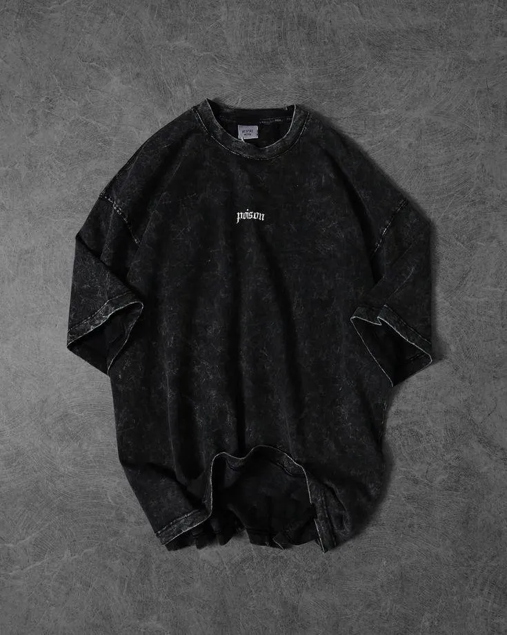 Premium Acid Wash Drop Shoulder Rich-Texture Basic Urban T-Shirt