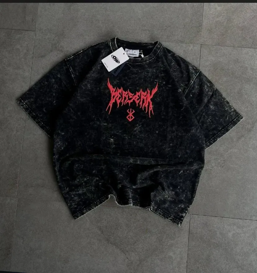 Premium Street-Style Premium Acid Wash Drop Shoulder Unique Texture T-Shirt