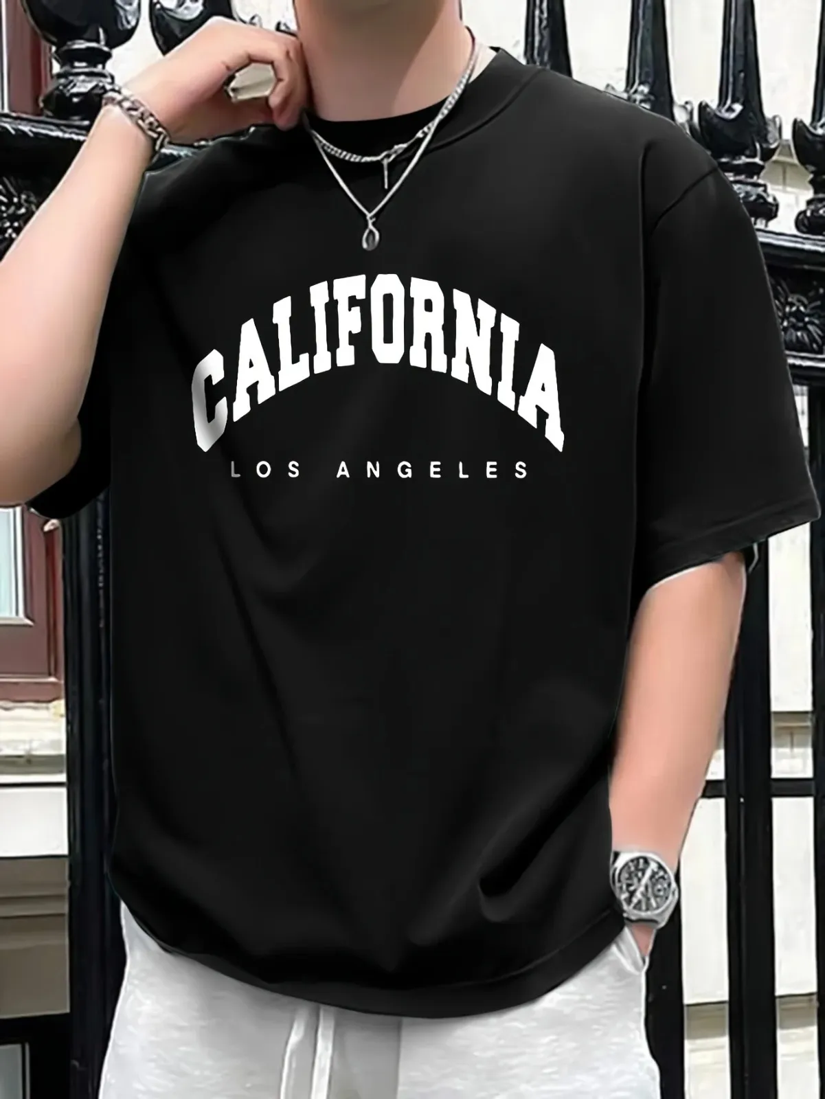 Pristine Modern-Cut Stylish Drop Shoulder Bold Graphics T-Shirt