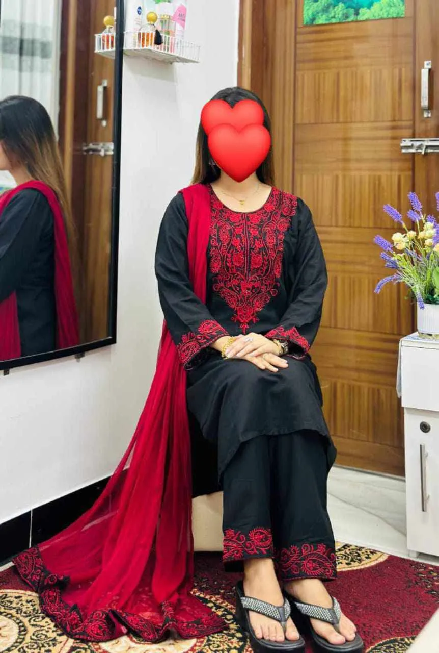 Sequence Embroidery Three Piece Set